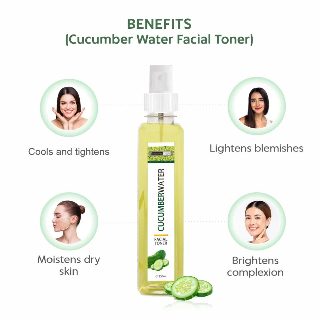 Cucumber Water Toner For Hydrating Skin - 250ml - Image 3