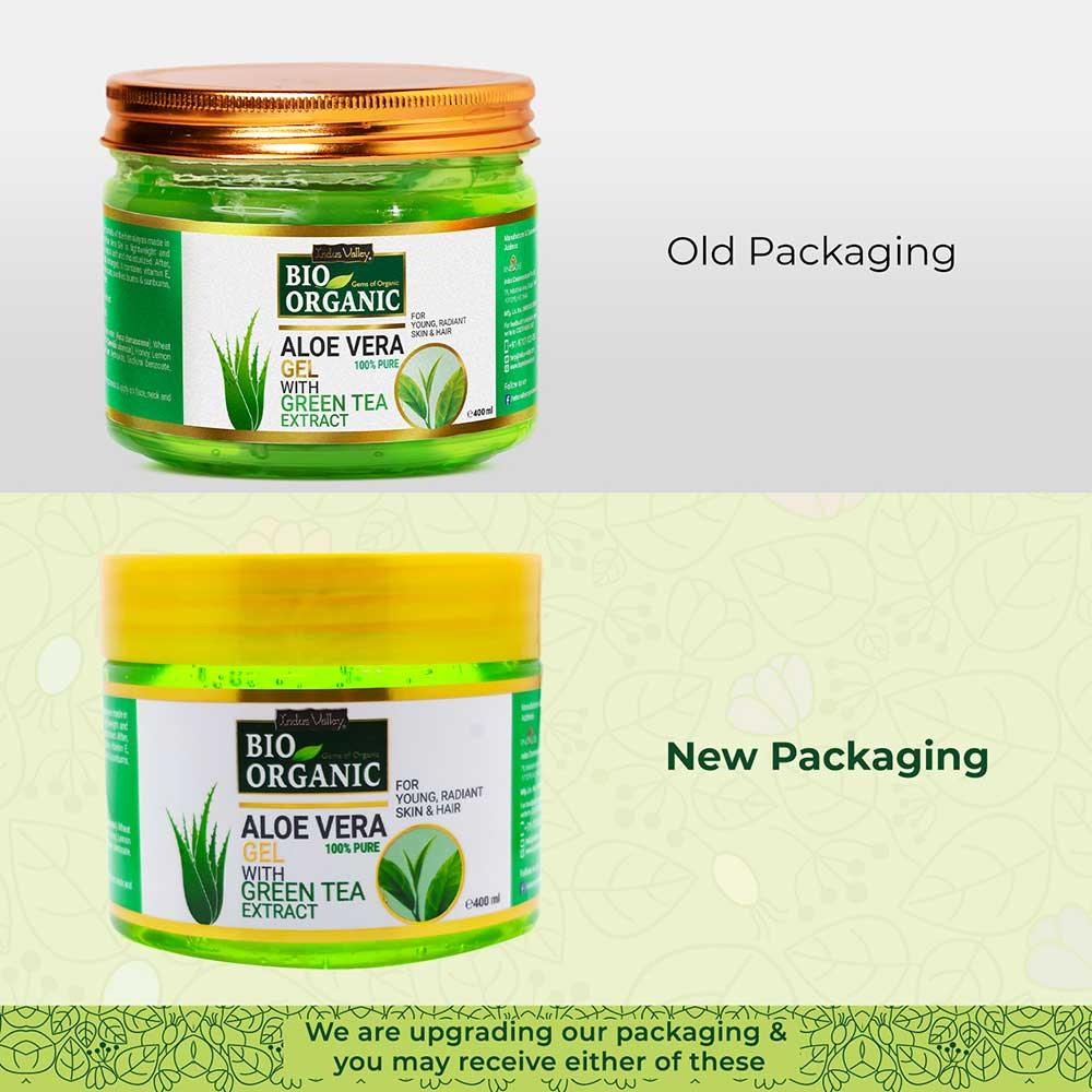 Bio Organic Pure Aloe Vera Gel With Green Tea Extract For Young, Radiant Skin & Hair - Image 9