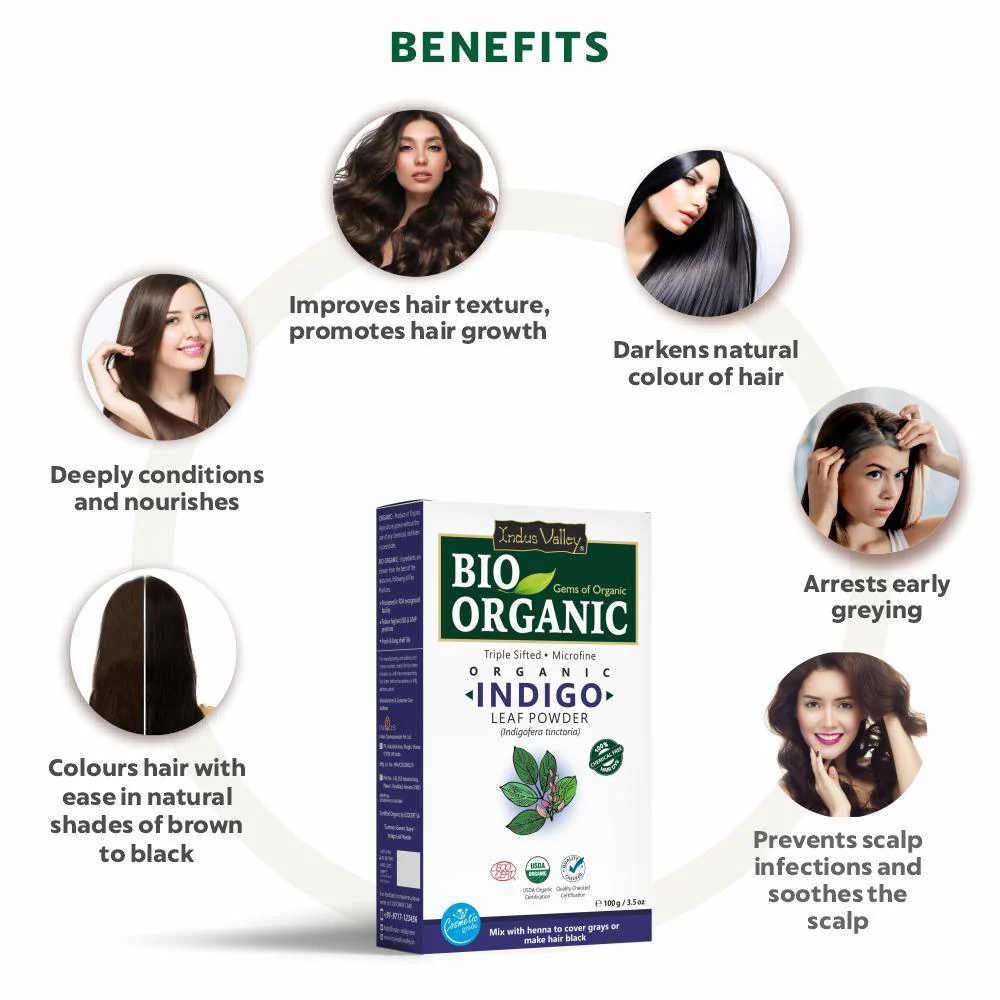 Indigo Leaf Powder and Henna Leaf Powder Combo with Applicator Brush - Image 3