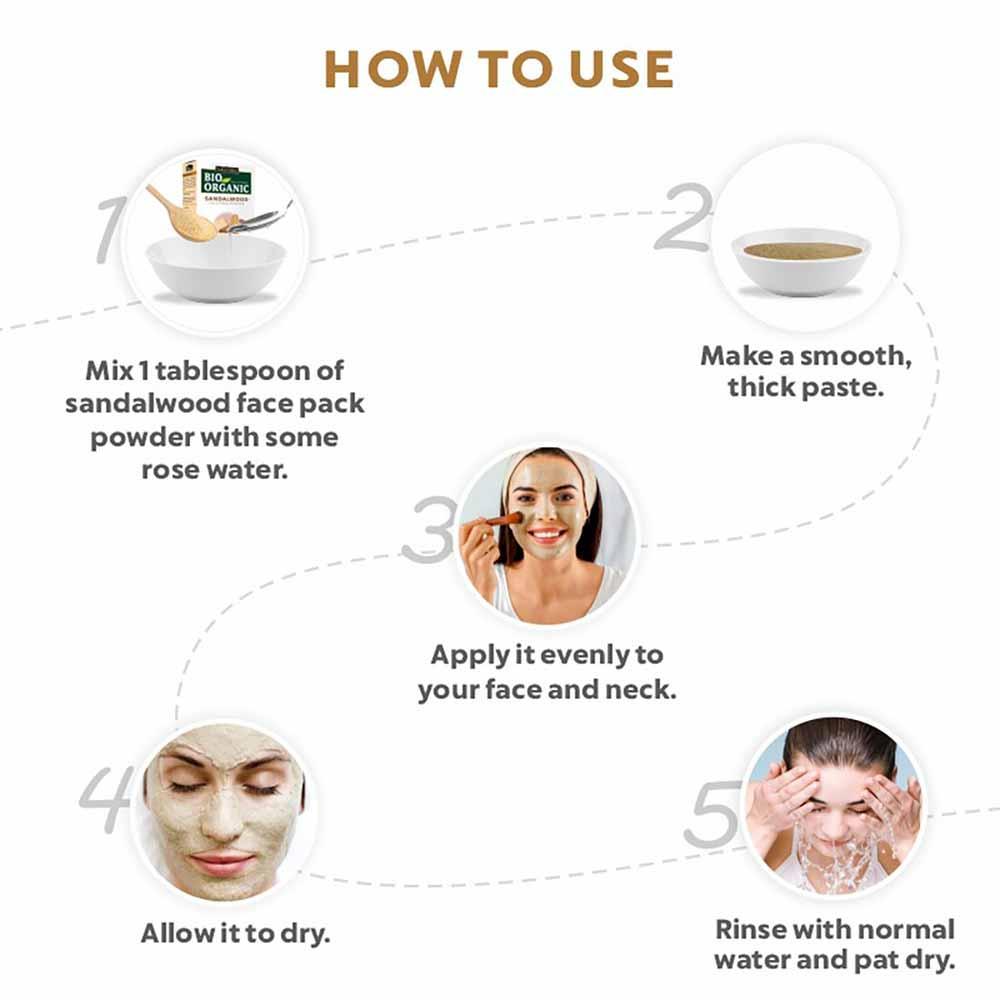 Bio Organic Sandalwood Face Pack Powder - 200gm - Image 4