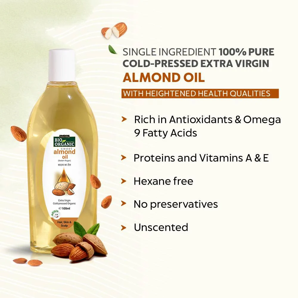 Bio Organic Sweet Almond Oil for Hair and Skin - 200ml - Image 2