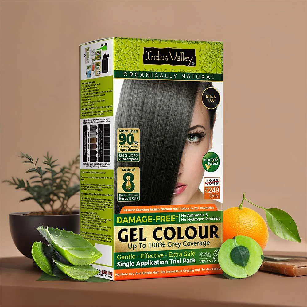 Natural Hair Colour | Trial Pack - Single Use | Damage Free Gel Hair Color For Women & Men | No Harsh Chemicals, Long Lasting, Safe & Gentle I Available in 4 Shades