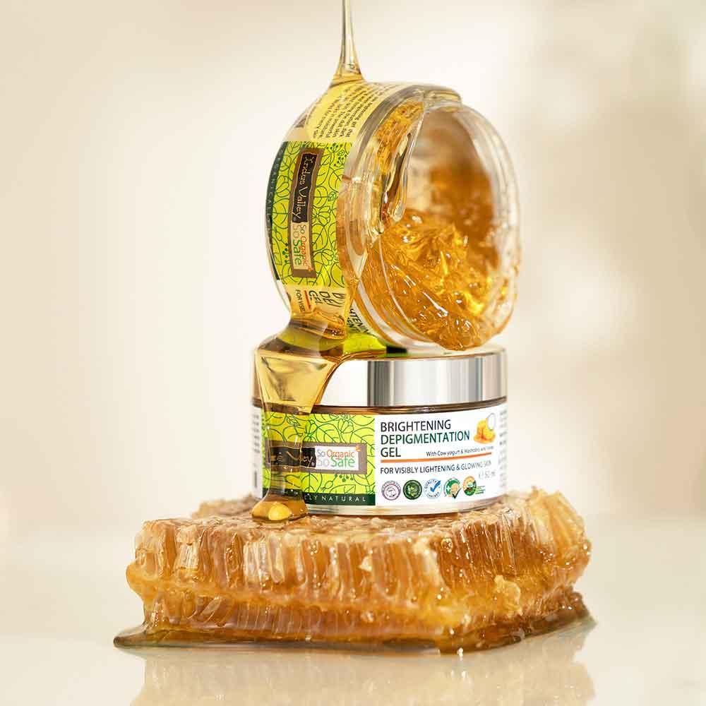 Brightening Depigmentation Gel for Reducing Pigmentation & Dark Spots With Cow Yogurt & Mashobra Honey