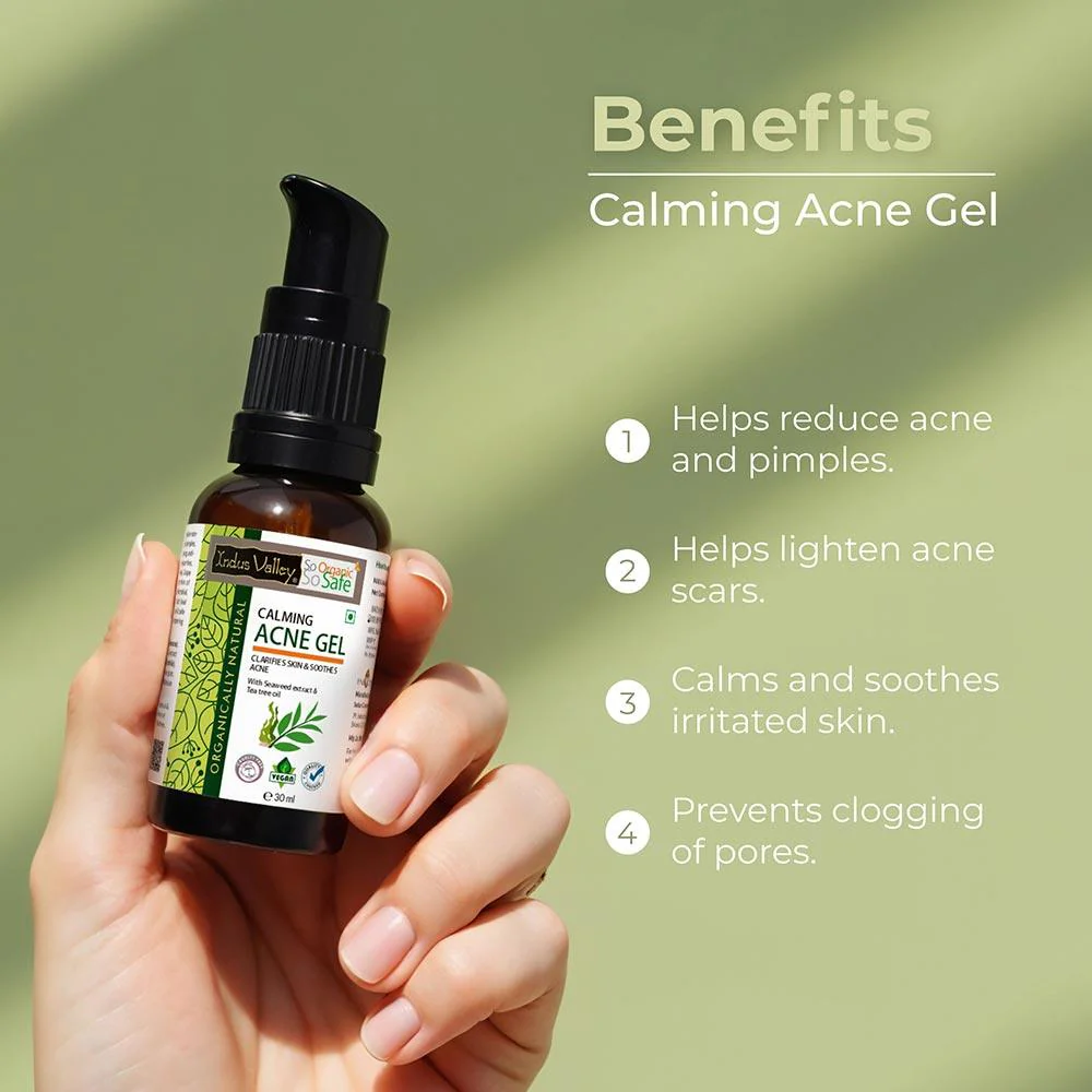 Calming Acne Gel Clarifies Skin & Soothes Acne With Seaweed Extract & Tea Tree Oil - 30ml. - Image 4