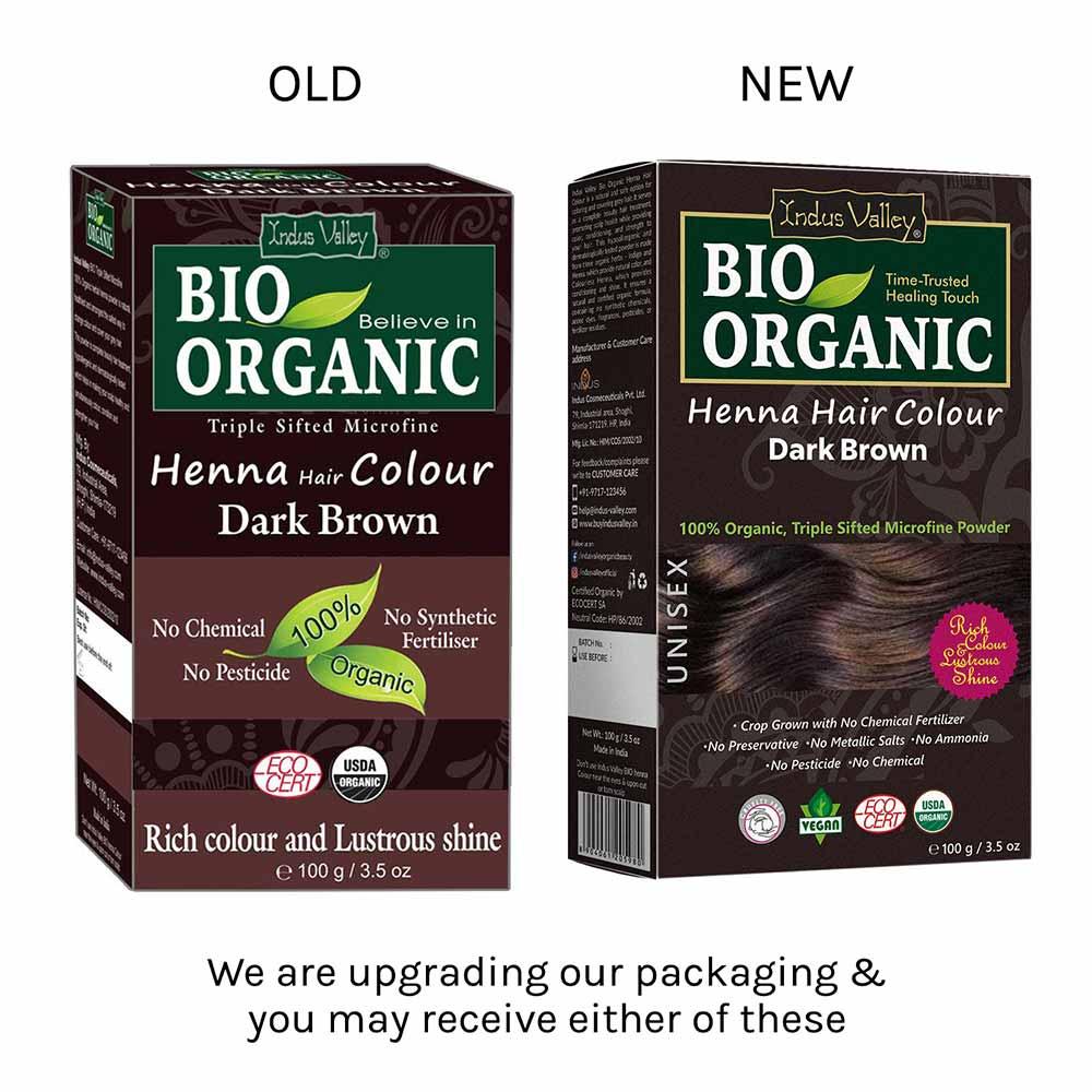 Bio Organic Dark Brown Henna Hair Colour For Early Grey Hair Coverage - 100gm - Image 2