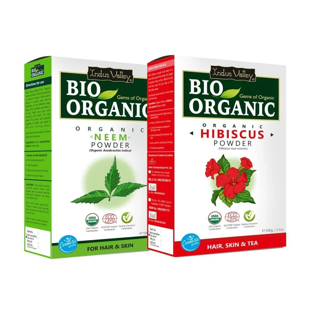 Bio Organic Hibiscus and Neem Powder Combo - 100 gm each