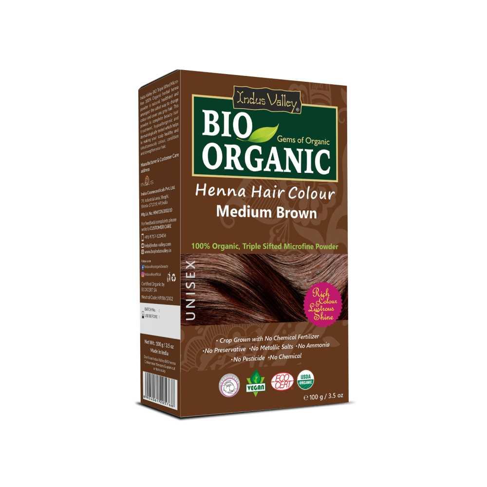 Bio Organic Medium Brown Henna Hair Colour For Early Grey Hair Coverage - 100gm - Image 9